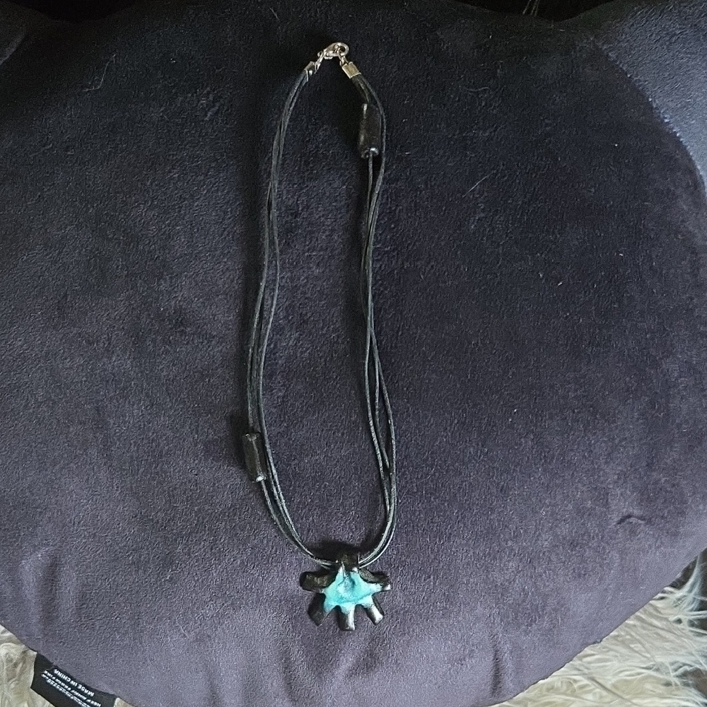 Turquoise and Black Pendant Necklace